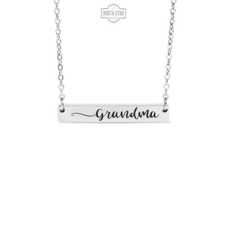 Grandma Bar Necklace or Keychain – Gift from Grandkids – Engraved Jewelry Keepsake – Sweet and Simple Gift for Grandma