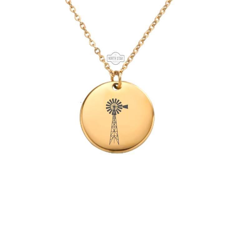 Windmill Necklace or Keychain β Personalized Rustic Charm in Gold or Silver, Farmhouse or Country Style Gift for Her or Him