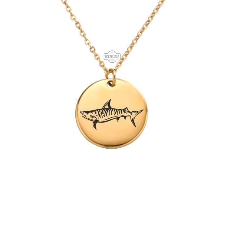 Tiger Shark Necklace or Keychain β Personalized Ocean Lover or Diver Gift in Gold or Silver, Bold Sea Charm for Her or Him