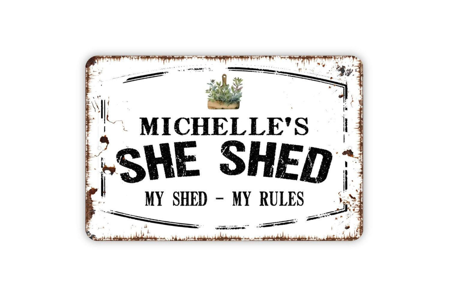 Personalized She Shed Sign - Custom Workshop Metal Wall Art Indoor Or Outdoor