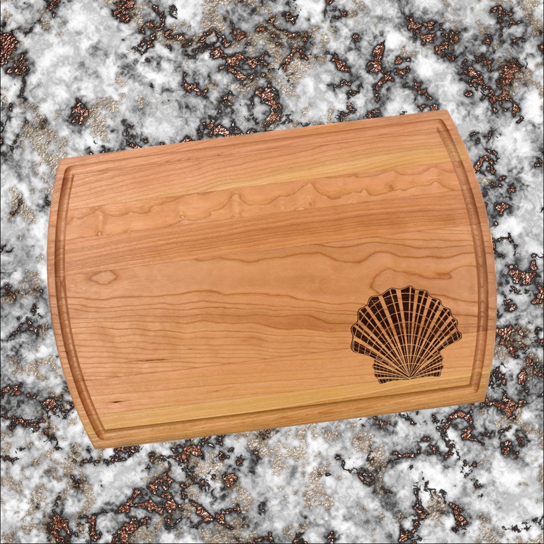 Seashell Cutting Board | Sea Shell Beach Charcuterie Board | Custom Serving Tray | Personalized Beach House Gift | Wedding Anniv Gift
