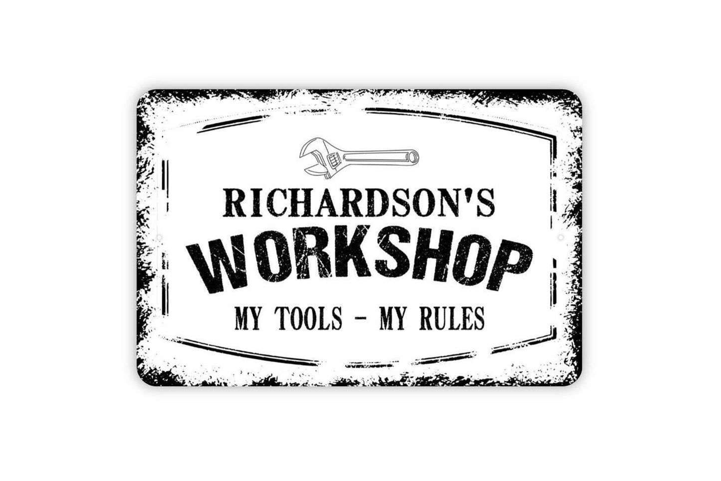Personalized Workshop Sign - Custom Garage Man Cave Metal Wall Art Indoor Or Outdoor