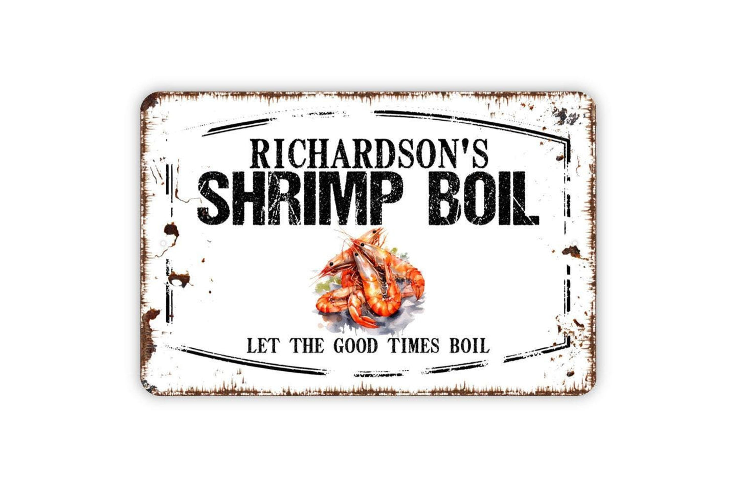 Personalized Shrimp Boil Sign - Custom Your Name Metal Sign Wall Art Indoor Or Outdoor