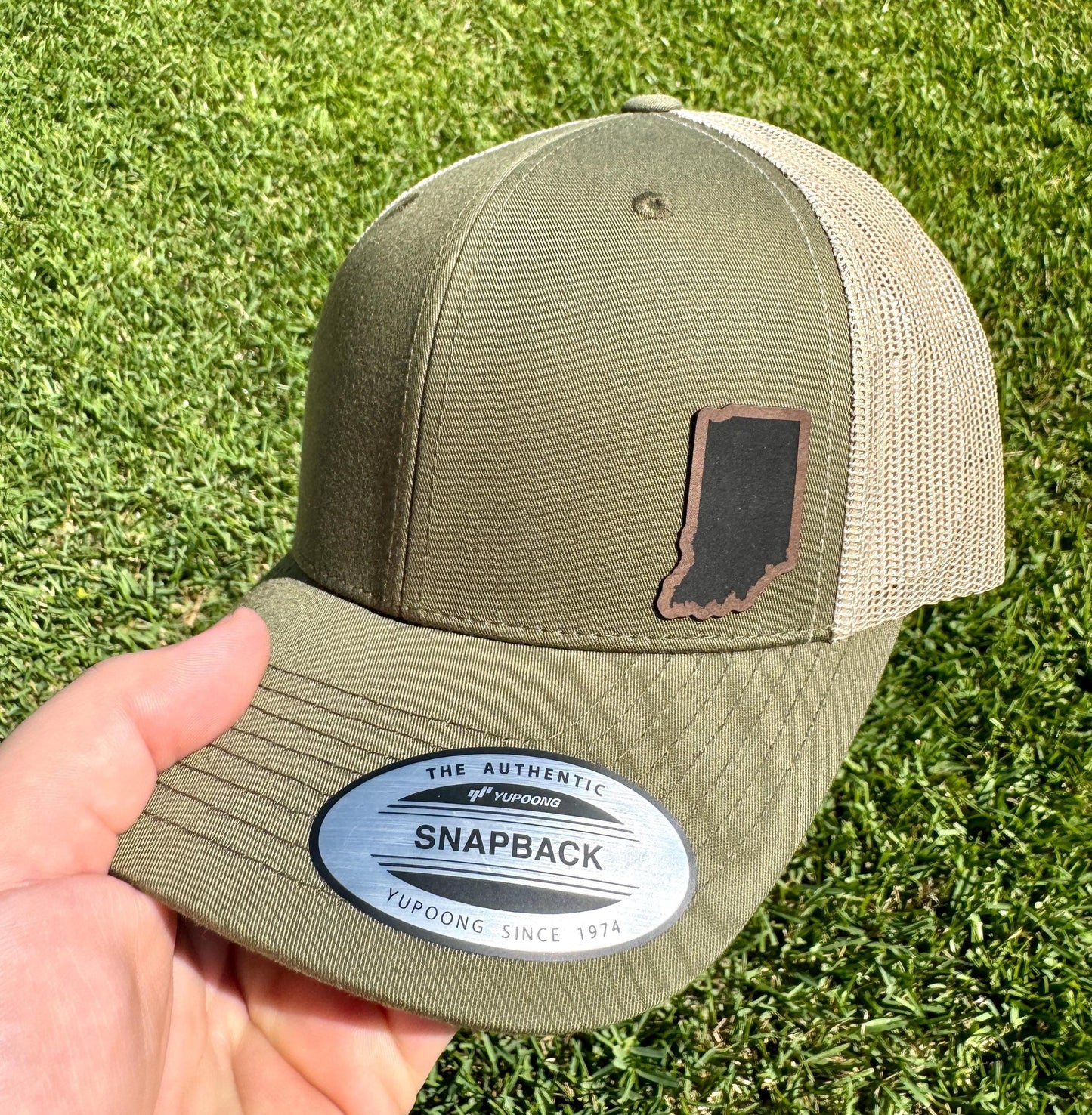 Indiana State Hat Snapback Trucker – Engraved Patch Cap for Indiana Residents, Indiana Pride, Midwest Gift, Hometown or Travel Style