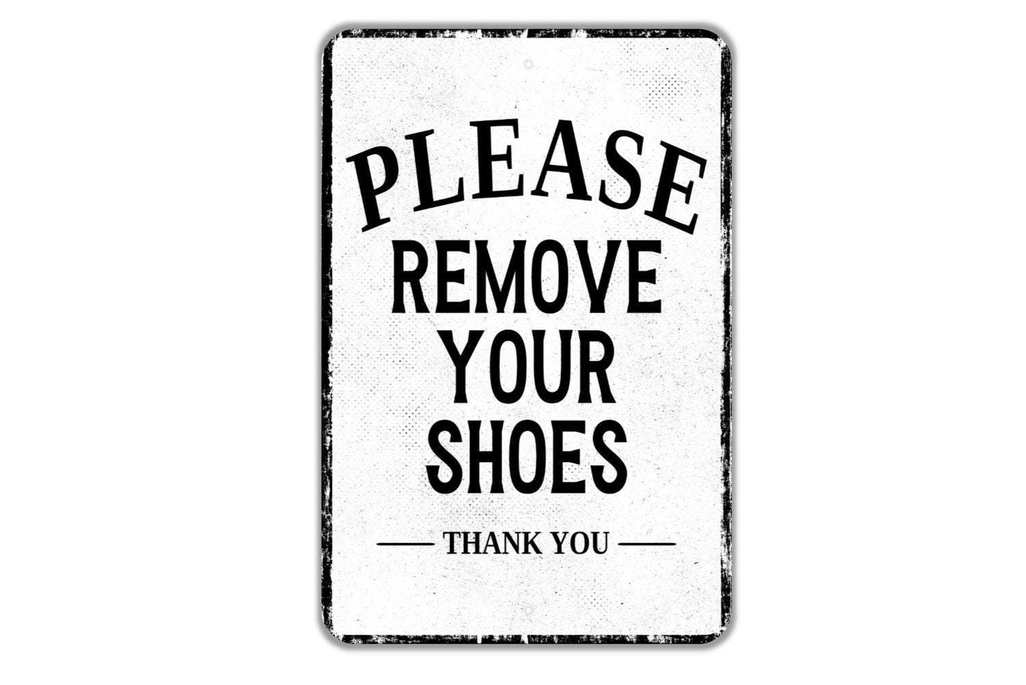 Please Remove Your Shoes Thank You Sign – Vinyl Sticker Decal Metal Entryway Sign, House Rules Wall Decor, Indoor Shoe-Free Home