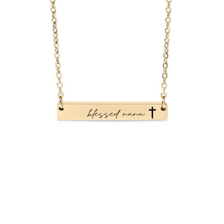 Blessed Nana Bar Necklace or Keychain – Gift from Grandkids – Engraved Jewelry for Nana – Sweet Grandma Keepsake
