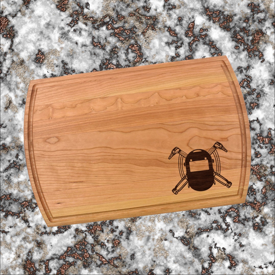 Welder Cutting Board |Welding Helmet Charcuterie Board | Custom Serving Tray | Personalized Blue Collar Worker Gift |