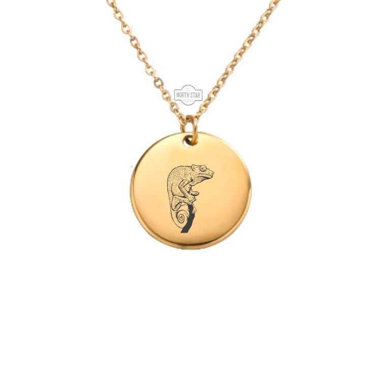Chameleon Necklace or Keychain β Reptile Pendant Gift for Her or Him, Personalized Lizard Jewelry in Gold or Silver