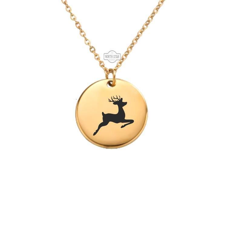 Reindeer Necklace or Keychain β Personalized Holiday or Winter Gift in Gold or Silver, Christmas Charm for Her or Him