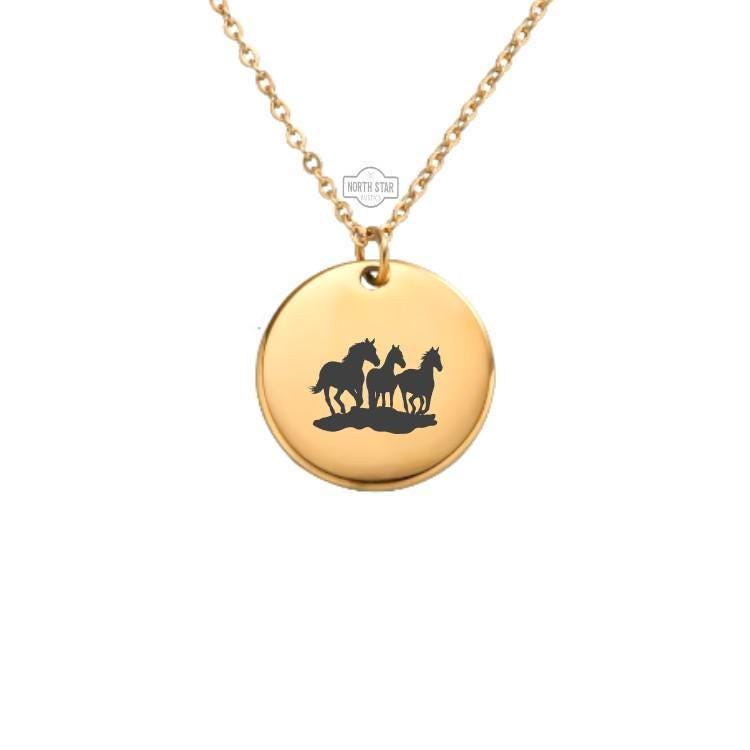 Running Horses Necklace or Keychain β Personalized Horse Lover Gift in Gold or Silver, Wild and Free Charm for Her or Him - Equestrian