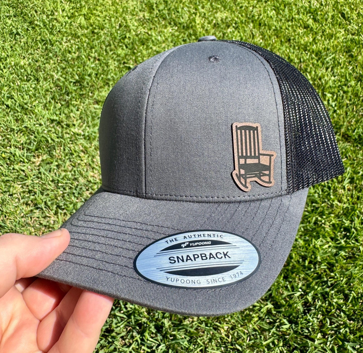 Rocking Chair Hat β Yupoong Snapback Trucker Cap β Rustic Comfort Design β Pressed β Front Porch Vibes Gift