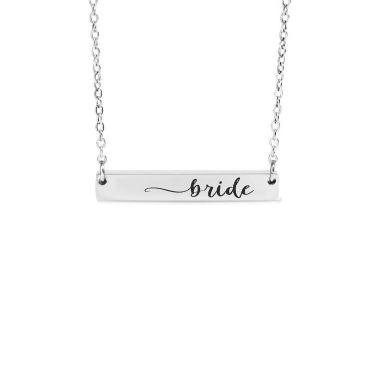 Bride Bar Necklace or Keychain – Wedding Jewelry Gift – Elegant Accessory for Bridal Shower or Bachelorette Celebration