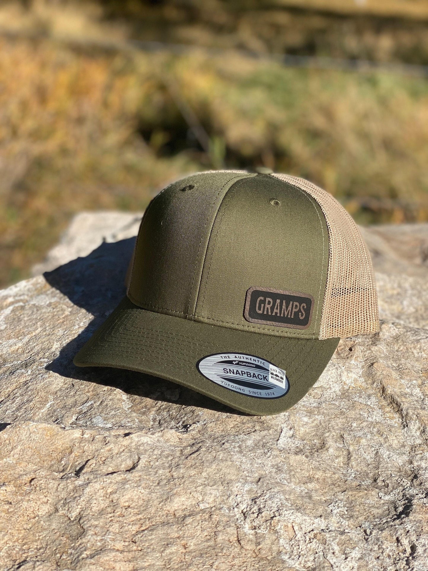 Gramps Patch Trucker Hat – Snapback Cap for Grandpa, Engraved Hat Gift for Grandfather, Papa, or New Gramps - Baseball Cap Gift