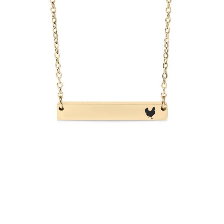 Personalized Chicken Bar Necklace or Keychain – Custom Name Farm Gift – Engraved Jewelry for Chicken Lovers and Backyard Flocks