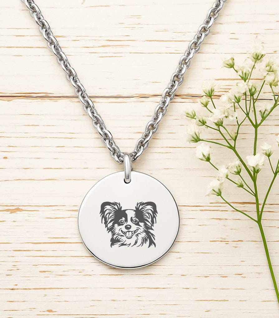 Papillon Dog Necklace – Gold or Silver Pendant – Personalized Pet Lover Gift – Dog Mom Jewelry – Matching Keychain Available