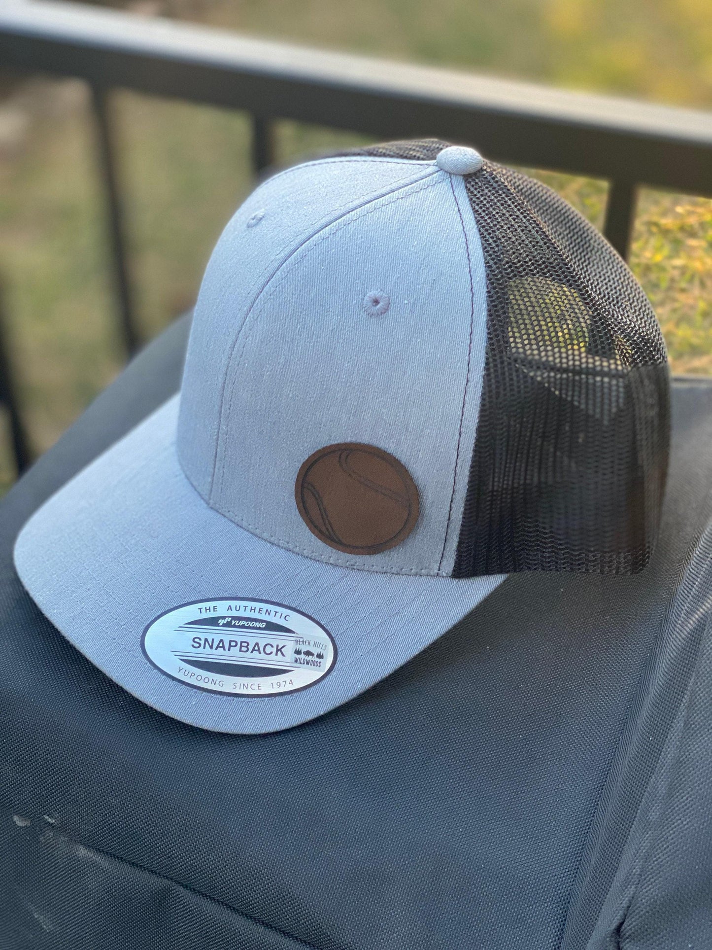 Tennis Ball Hat β Snapback Trucker Hat with Leatherette Patch β Tennis Player Gift β Sports Hat for Men & Women β Tennis Coach Cap