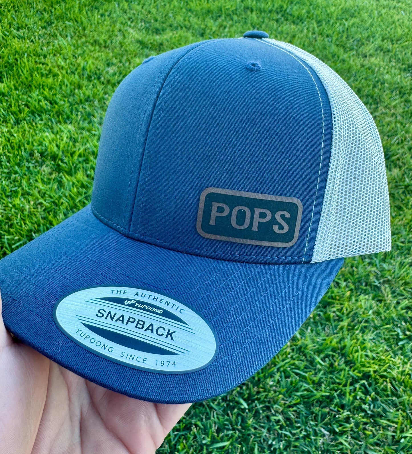 Pops Trucker Hat – Snapback Cap for Grandpa, Engraved Hat Gift for Pops, Rustic Grandfather Gift, Grandpa Gift