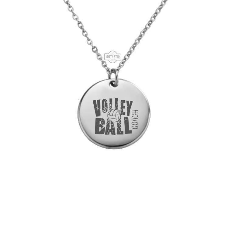Volleyball Coach Necklace – Gold or Silver Charm – Personalized Gift for Coach – Thank You Team Gift – Keychain Also Available