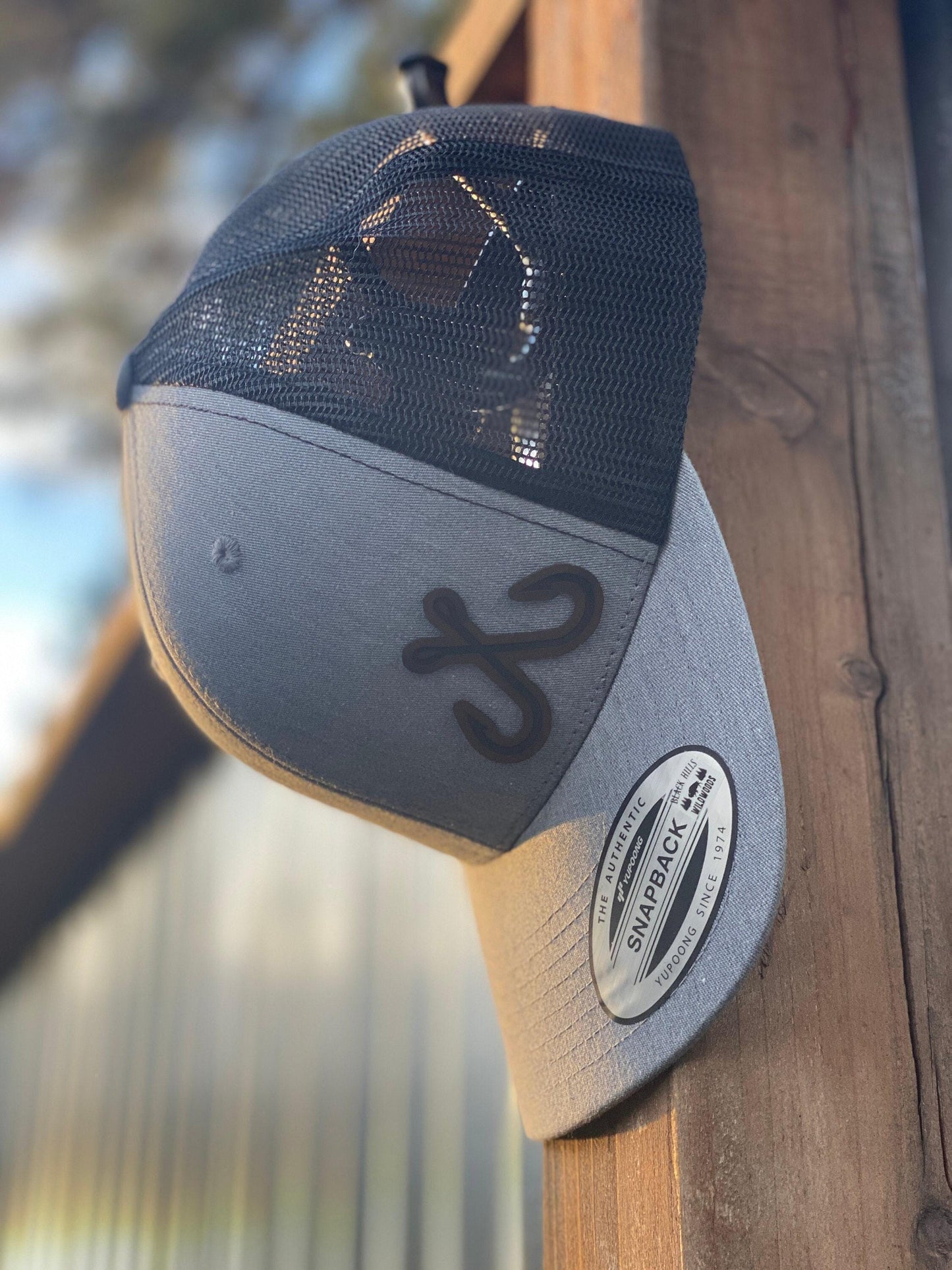 Fishing Hooks Hat – Snapback Trucker Hat with Engraved Patch, Fisherman Gift, Outdoor Sports Hat, Rustic Fishing Cap for Men