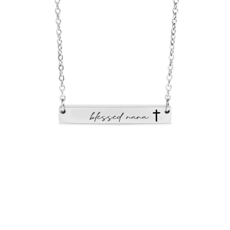 Blessed Nana Bar Necklace or Keychain – Gift from Grandkids – Engraved Jewelry for Nana – Sweet Grandma Keepsake
