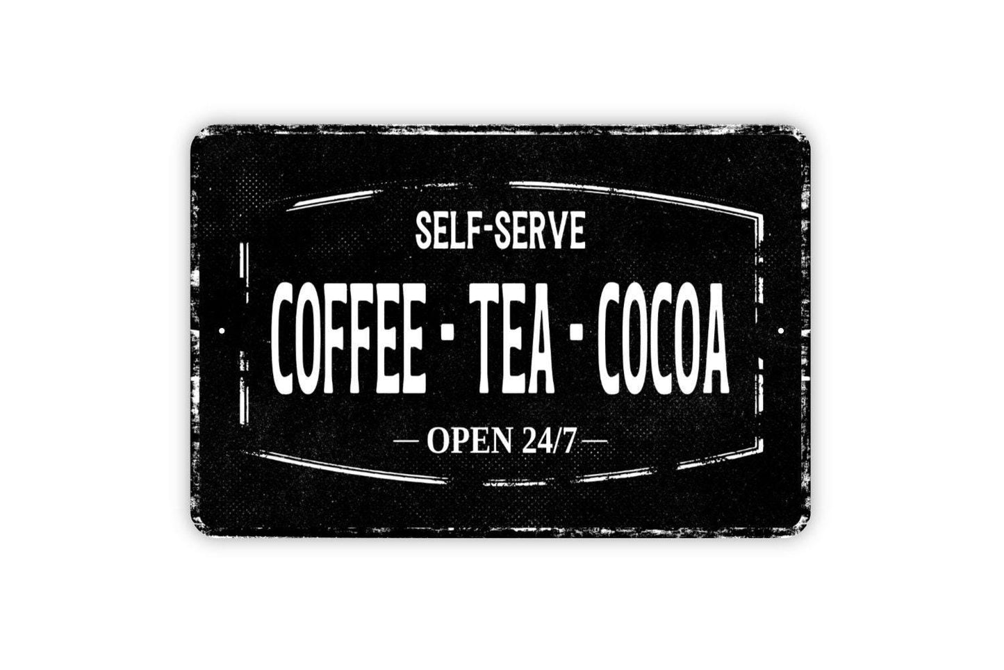 Self-Serve Coffee Tea Cocoa Sign - Drink Espresso Bar Metal Sign Wall Art - Vinyl Sticker Decal
