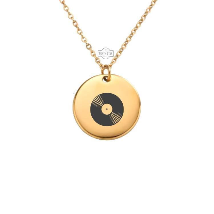 Vinyl Record Necklace or Keychain β Personalized Music Lover Charm in Gold or Silver, Retro DJ Gift or Custom Keepsake for Him or Her