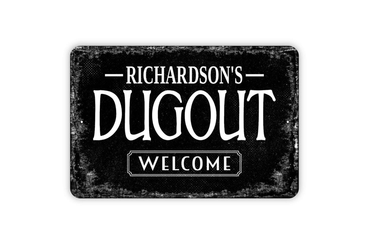 Dugout Sign - Personalized Baseball Man Cave Sports Bar Metal Wall Art - Custom Name Sign