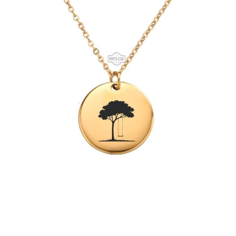 Tree Swing Necklace or Keychain β Personalized Nature or Childhood Gift in Gold or Silver, Whimsical Outdoor Charm for Her or Him