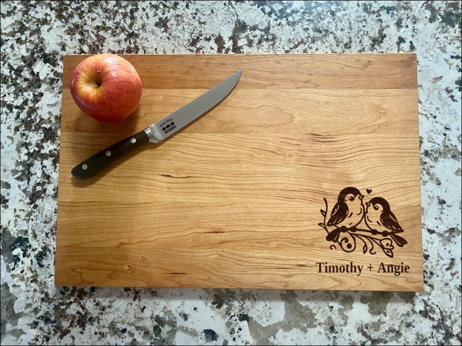 Love Birds Cutting Board | Kissing Birds Charcuterie Board | Custom Serving Tray | Personalized Gift | Wedding Anniversary Gift