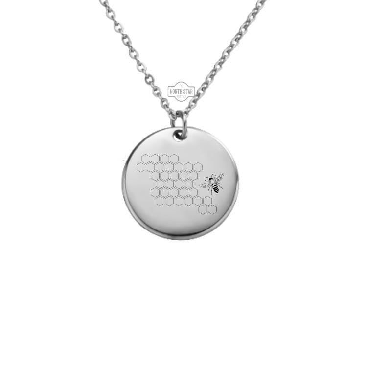 Bee and Honeycomb Necklace or Keychain β Personalized Nature or Beekeeper Gift in Gold or Silver, Sweet Charm for Her or Him