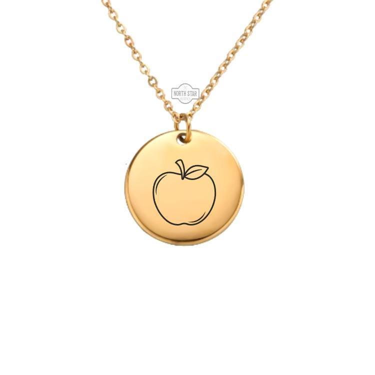 Apple Necklace – Gold or Silver Fruit Charm – Personalized Teacher Gift or Fall Jewelry – Appreciation Keepsake – Keychain Available