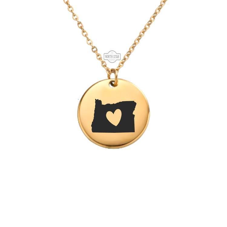 Oregon Necklace – Gold or Silver State Outline Charm – Personalized Pacific Northwest Gift – Custom Keychain Option Available