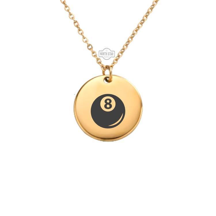 Eight Ball Necklace or Keychain β Billiards Lover Gift for Her or Him, Personalized Pool Charm in Gold or Silver