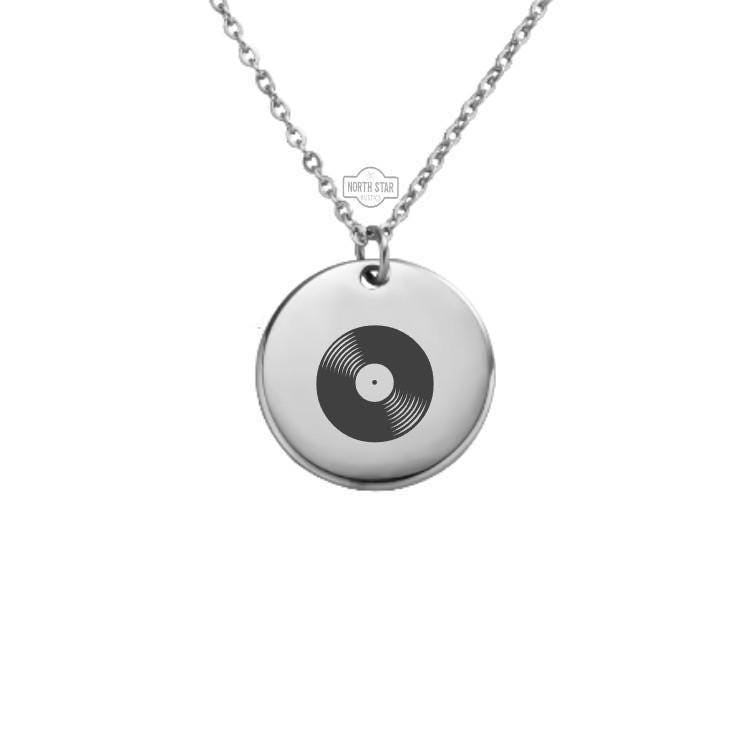 Vinyl Record Necklace or Keychain β Personalized Music Lover Charm in Gold or Silver, Retro DJ Gift or Custom Keepsake for Him or Her