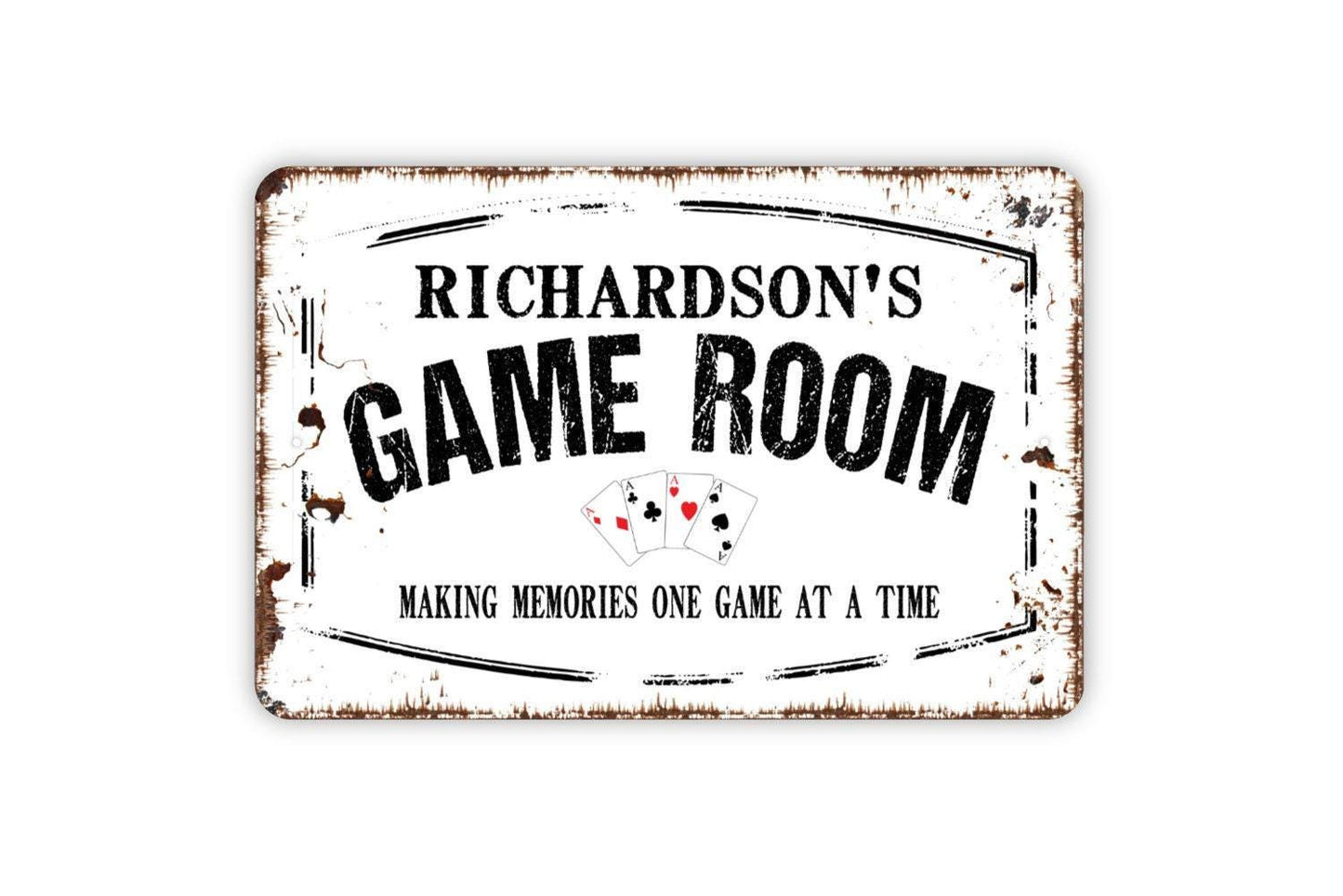Personalized Game Room Sign - Custom Man Cave Poker Card Games Metal Wall Art Indoor Or Outdoor