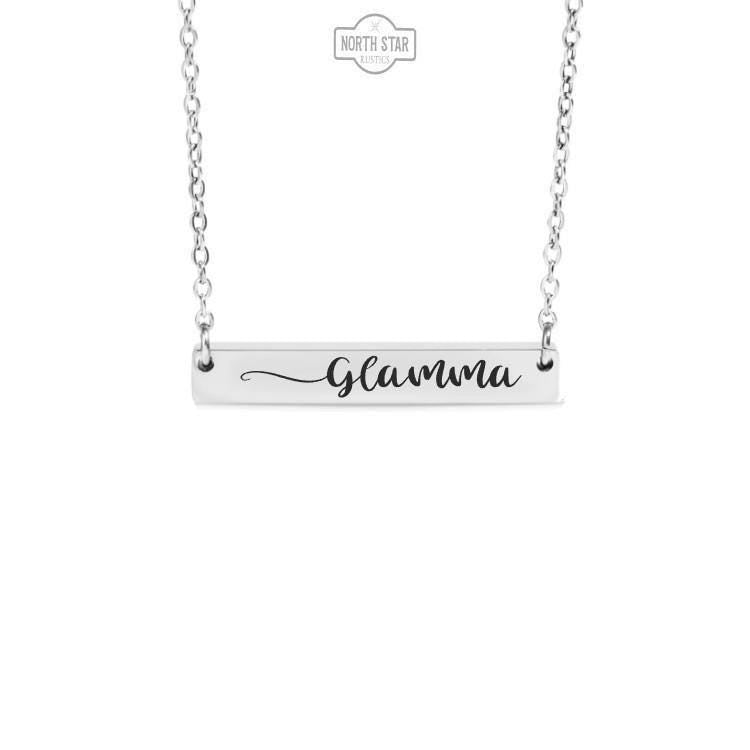 Glamma Bar Necklace or Keychain – Gift for Glamorous Grandma – Engraved Jewelry from Grandkids – Fun and Stylish Keepsake