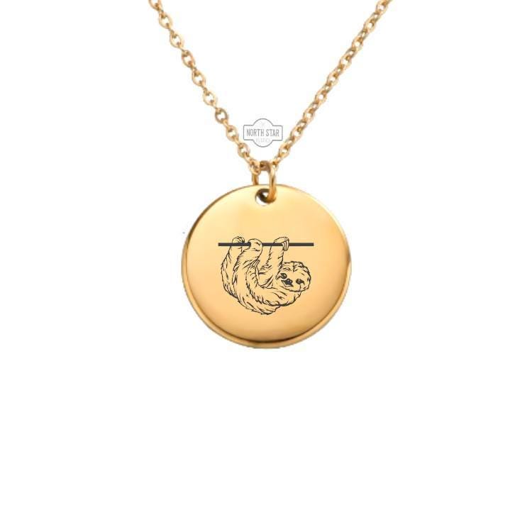 Sloth Necklace or Keychain β Cute Animal Pendant Gift for Her or Him, Personalized Slow Living Jewelry in Gold or Silver