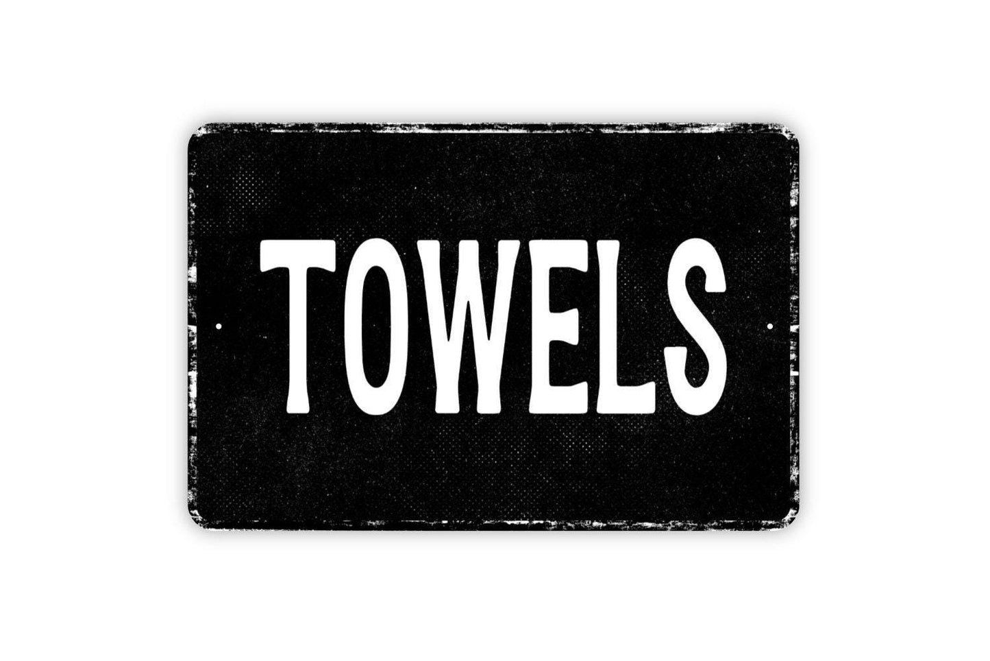 Towels Sign - Swimming Pool Beach Bathroom Metal Sign Wall Art - Vinyl Sticker Decal