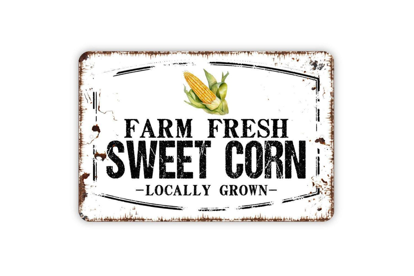 Farm Fresh Sweet Corn Locally Grown Sign - Fresh Picked Vegetables Farmers Market Metal Sign Wall Art Indoor Or Outdoor