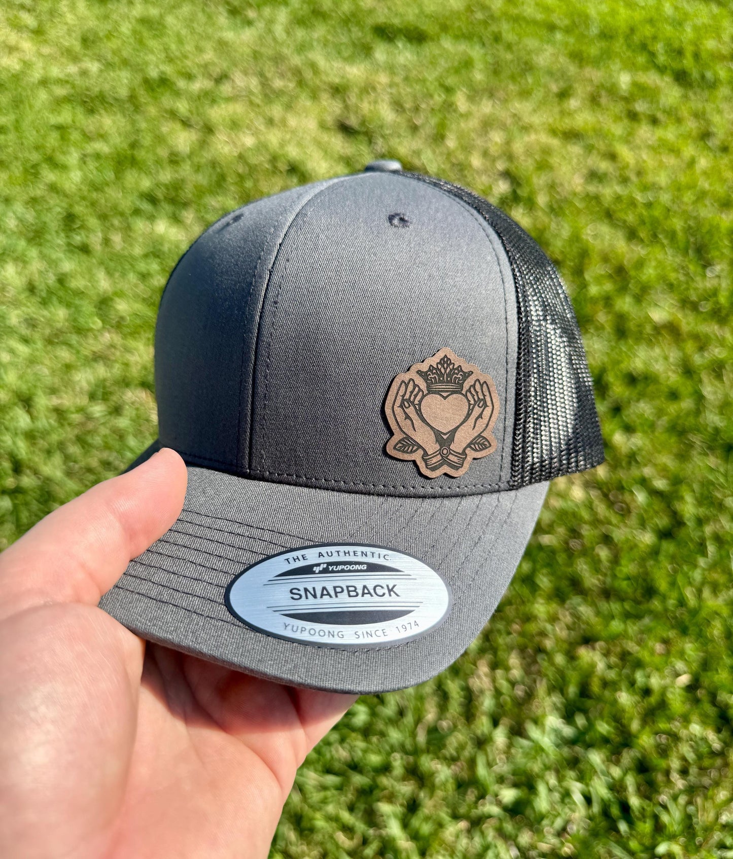 Claddagh Hat – Trucker or Snapback Cap with Irish Claddagh Symbol – Celtic Heart, Hands & Crown Heritage Pride and Love Loyalty Friendship