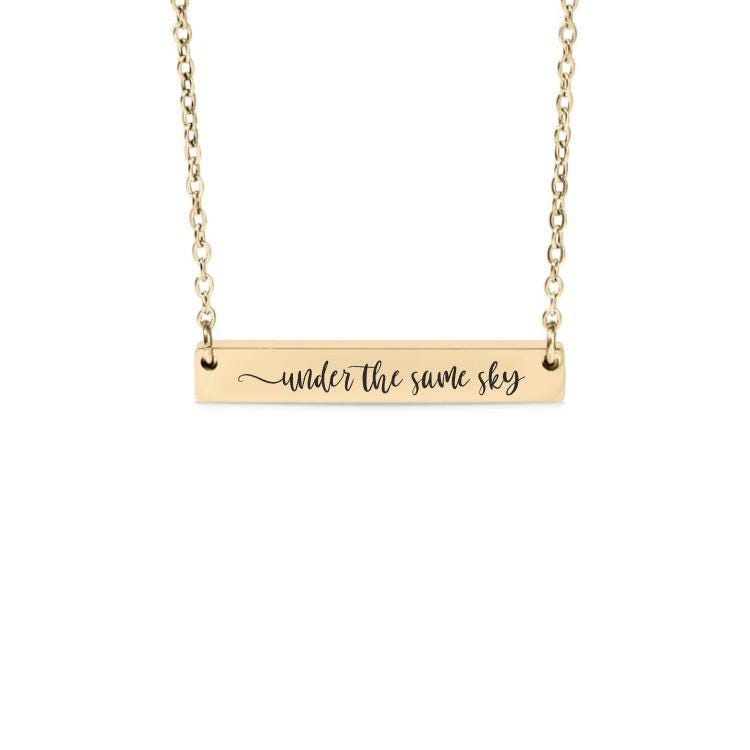 Under the Same Sky Bar Necklace or Keychain – Long Distance or Memorial Gift – Sentimental Jewelry for Loved Ones Apart