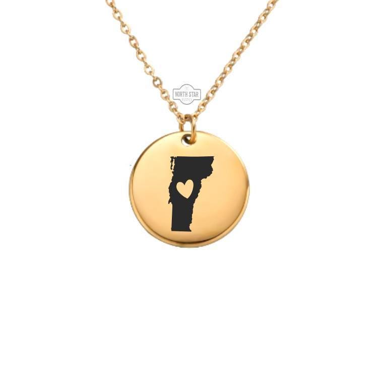 Vermont Necklace – Gold or Silver State Outline Charm – Personalized VT Jewelry Gift – Custom Home State Pendant – Keychain Available