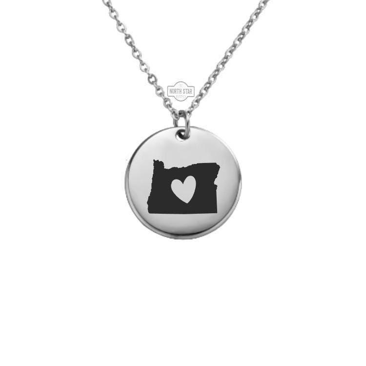 Oregon Necklace – Gold or Silver State Outline Charm – Personalized Pacific Northwest Gift – Custom Keychain Option Available