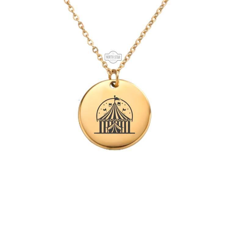 Circus Tent Necklace or Keychain β Personalized Performer or Carnival Lover Gift in Gold or Silver, Whimsical Charm for Her or Him