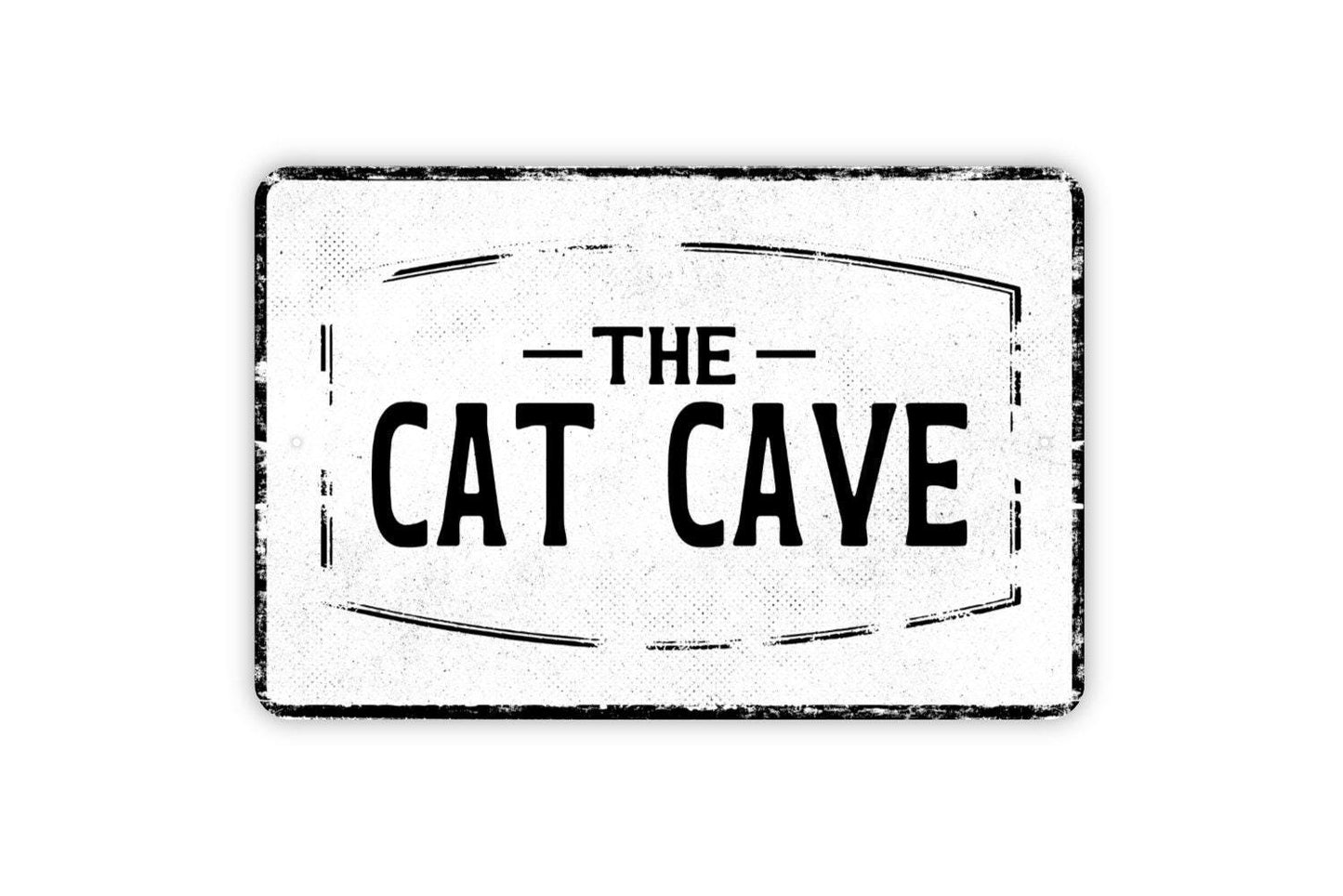 The Cat Cave Sign - Metal Wall Art - Vinyl Sticker Decal Novelty Gift