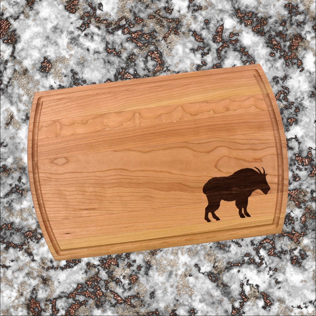 Mountain Goat Cutting Board | Wildlife Charcuterie Board | Custom Serving Tray | Personalized House Closing Gift | Wedding Anniv Gift