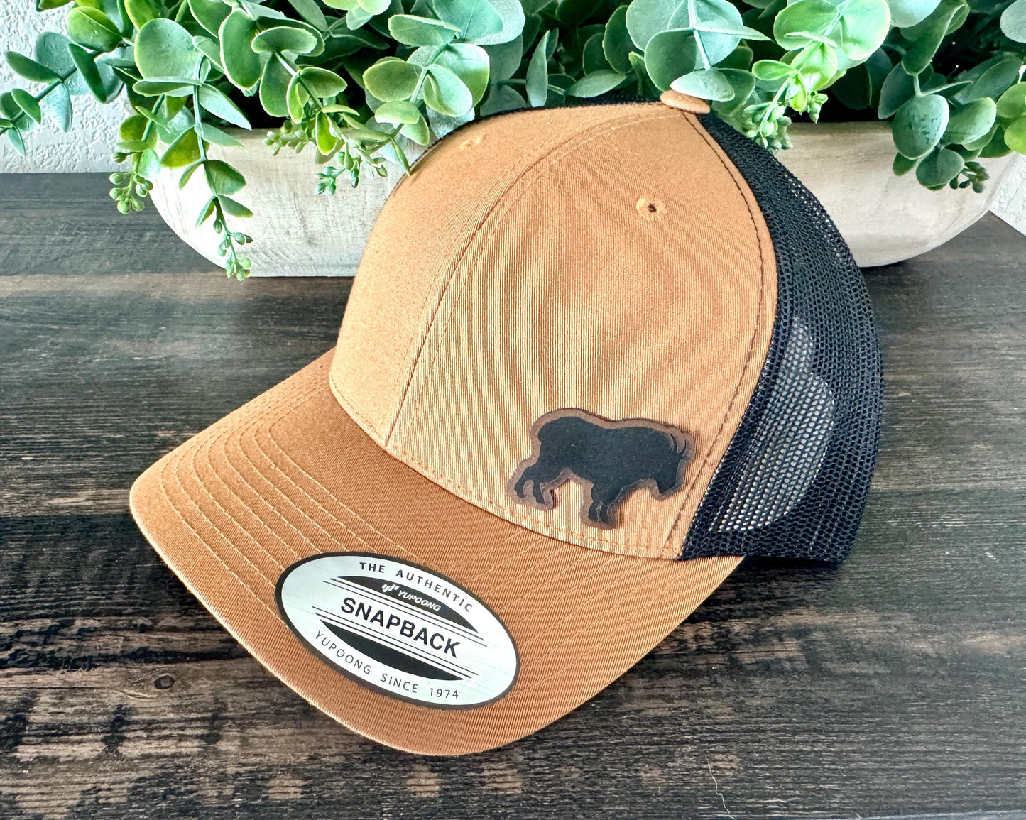 Mountain Goat Hat Snapback Trucker – Engraved Patch Climbing Cap, Rugged Outdoors Gift, Hiker or Wildlife Lover Hat