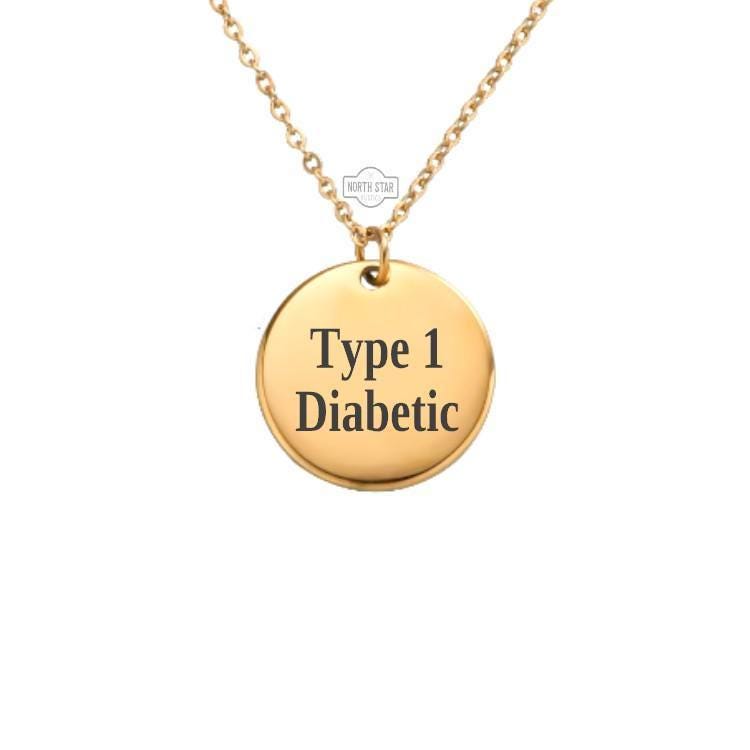Type 1 Diabetic Necklace – Gold or Silver Medical Alert Charm – Personalized Diabetes Awareness Gift – Keychain Option Available