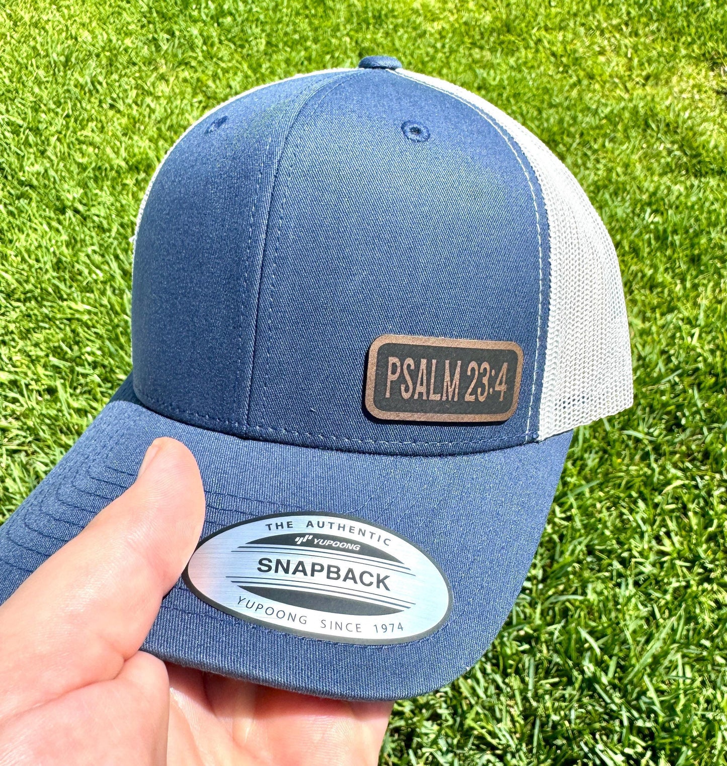 Psalm 23:4 Trucker Hat – Christian Snapback Cap, Bible Verse Hat, Faith Gift, Walk Through the Valley Hat, You Choose Verse