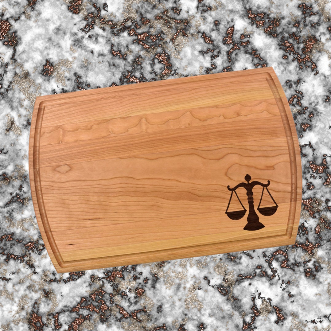 Scales Of Justice Cutting Board | Criminal Law Charcuterie Board | Custom Serving Tray | Personalized Attorney Gift
